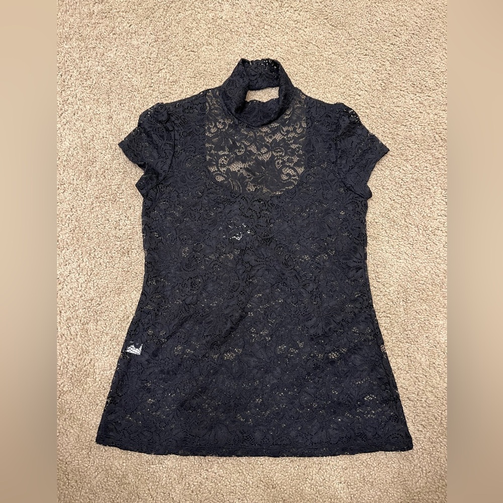 Express lace mockneck top
